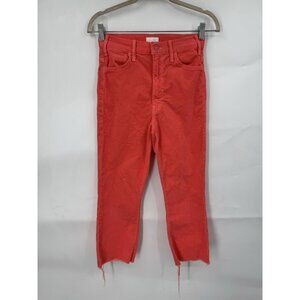 Mother The Hustler Ankle Frayed Jean Women 26 Hot Pink Preppy Corduroy Retro